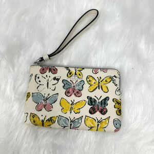 Coach Corner Zip Wristlet With Butterfly Print CAQ55 NWT